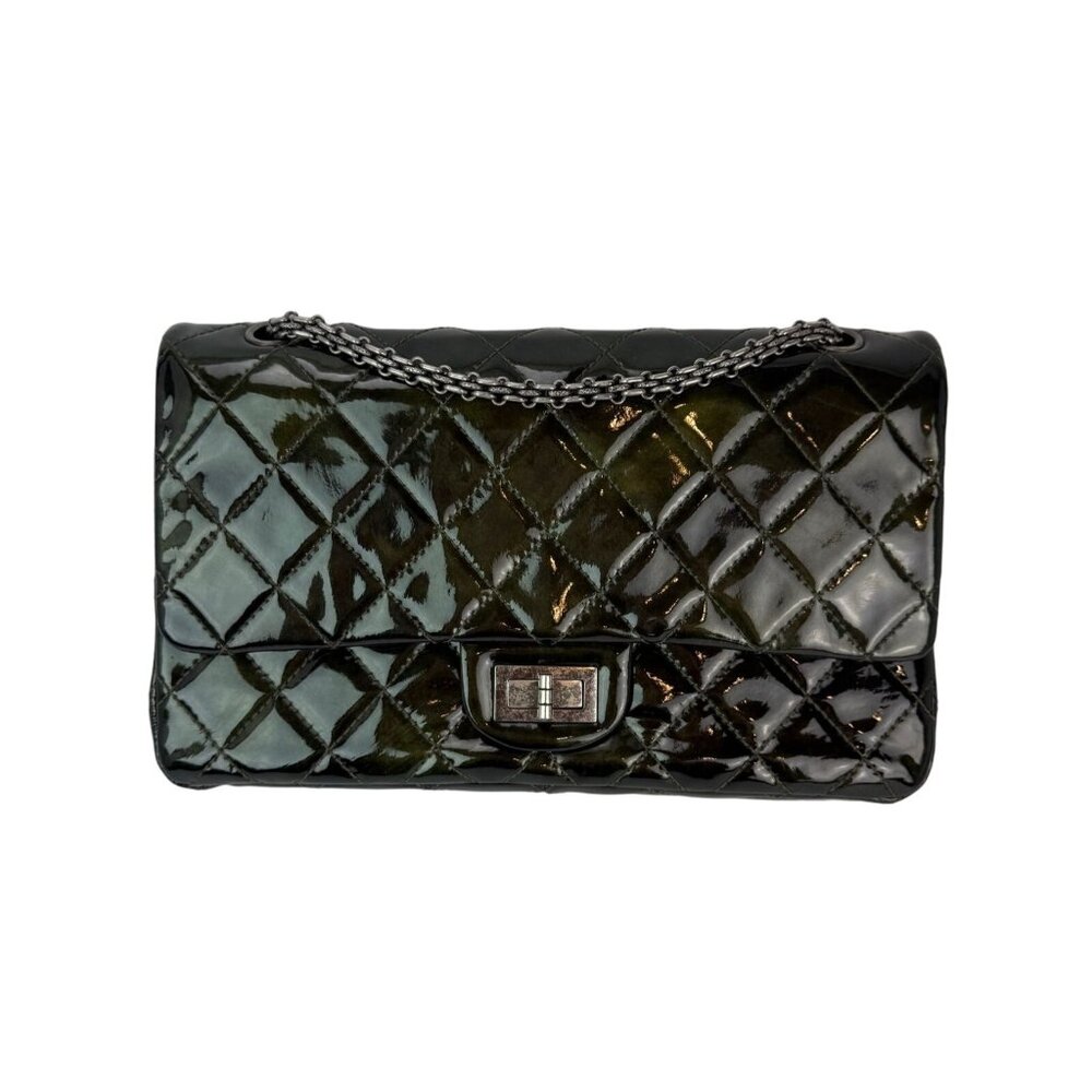 Chanel 2.55 Reissue Double Flap Iridescent Dark Green Patent Leather Bag